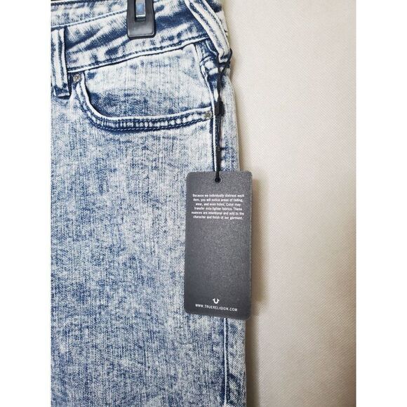 True Religion Halle High Rise Super Skinny Acid Wash Raw Hem Jeans - Picture 9 of 16